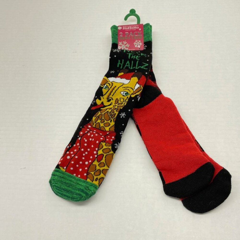 Basic Resources Ho Ho Ho Collection 2-Pack Men's Christmas Socks - Size 6-12 NEW